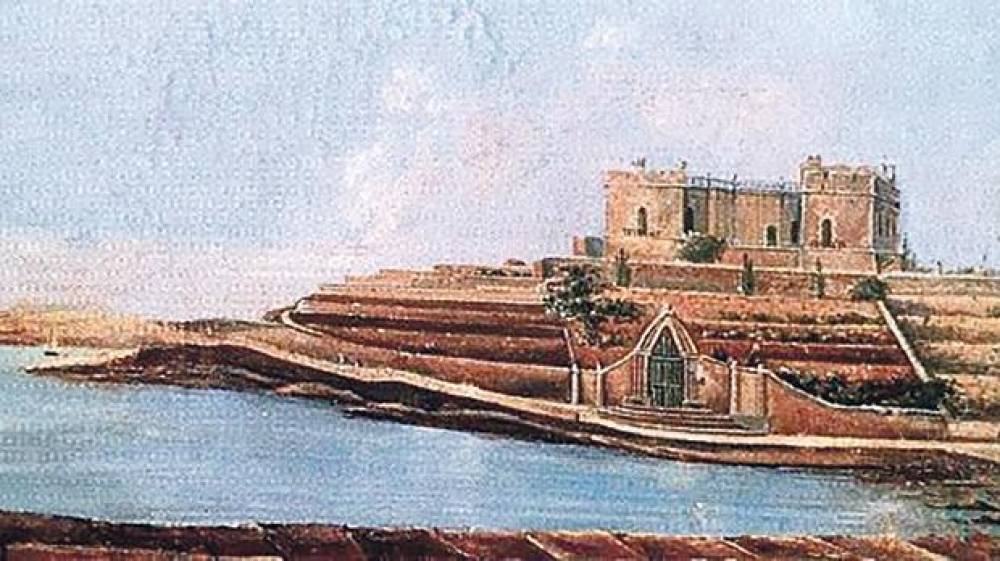 A 19th century painting of Balluta Bay, dominated by Villa St Ignatius (or 'Bel-Vedere').