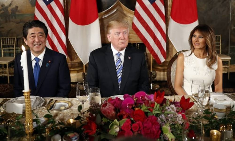 Donald and Melania Trump host Shinzo Abe and his wife, Akie Abe in Florida