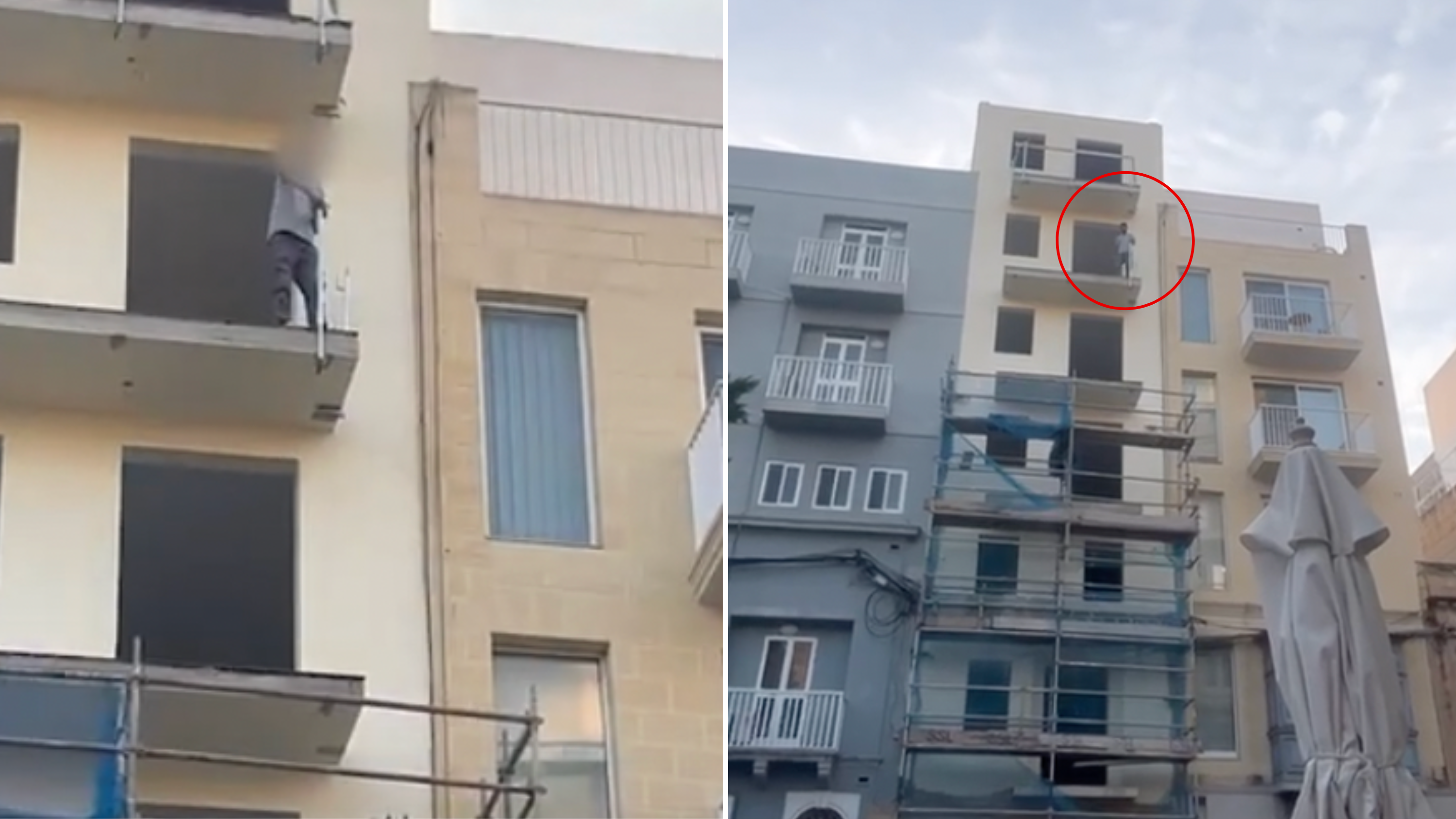 WATCH | Construction worker seen on fifth-storey balcony with no safety equipment