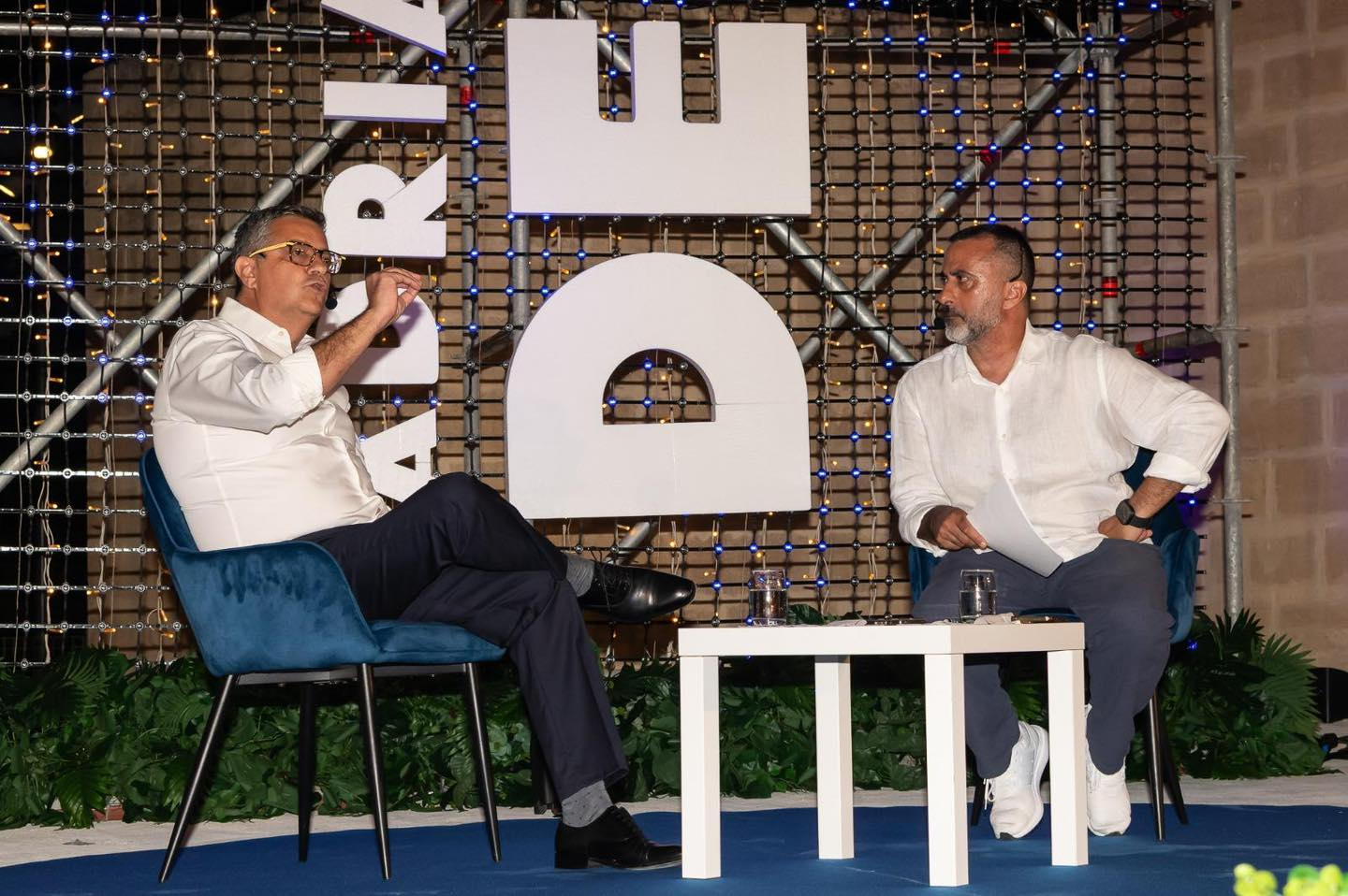 Radio host Andrew Azzopardi interviewed Adrian Delia during his rally