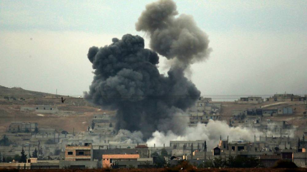 Thick smoke rises following an airstrike by the US-led coalition in Kobani, Syria (Photo: The Times of Israel)