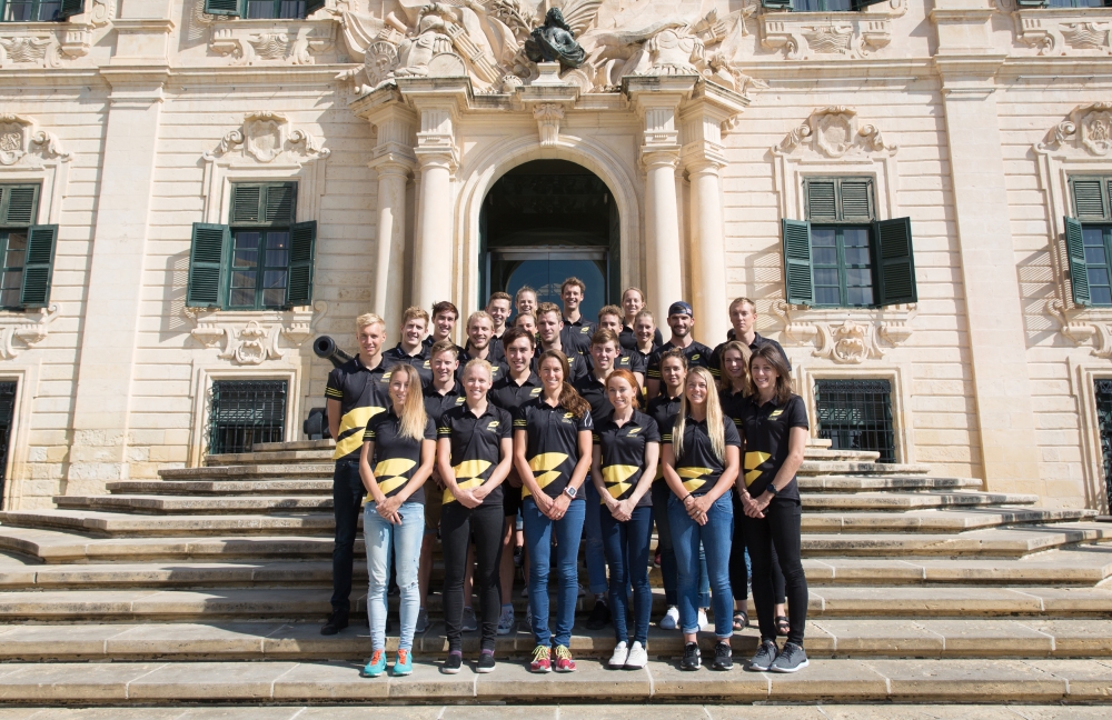 Triathletes in Malta for the Super League Triathlon visited the Office of the Prime Minister