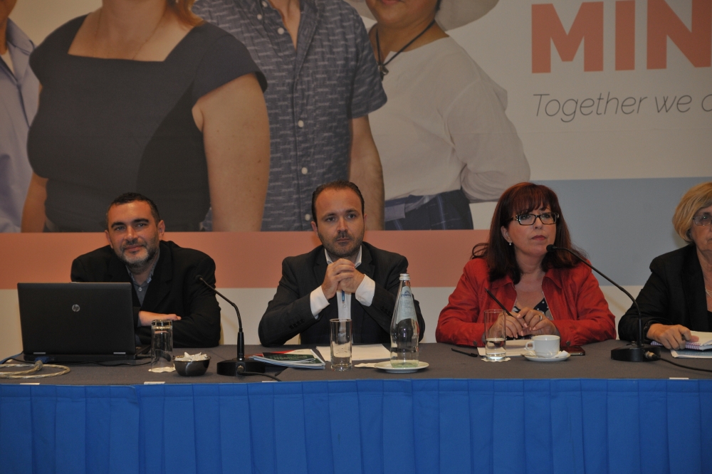 MaltaToday's James Debono (left) preented the survey results alongside Aditus director Neil Falzon and academic Carmen Sammut who chaired the event (Photo: Chris Mangion)