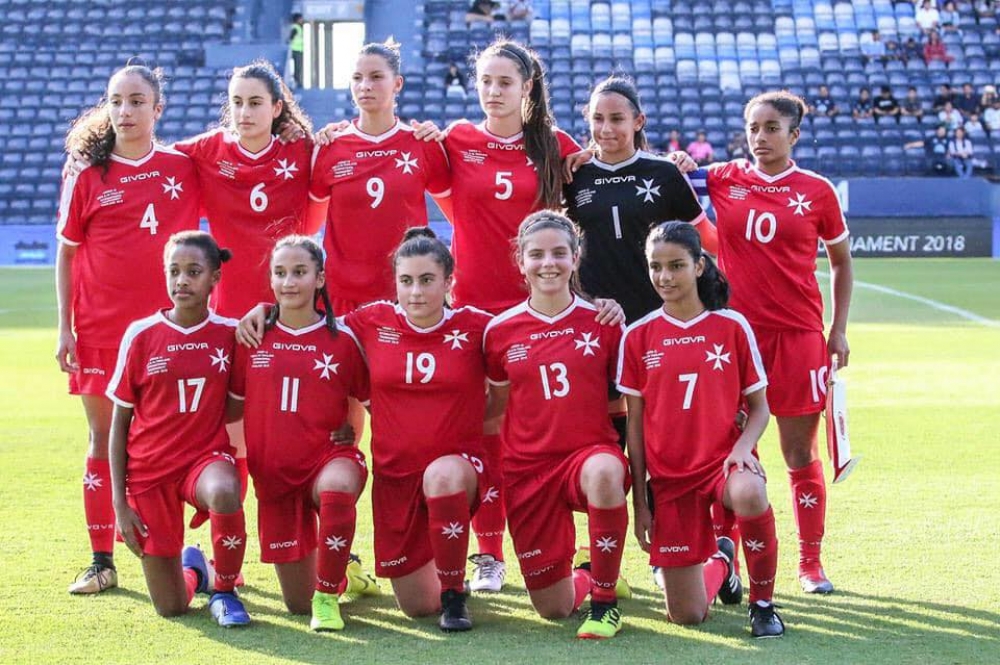 Maya Lucia in number 10 shirt, wearing the Malta national team colours