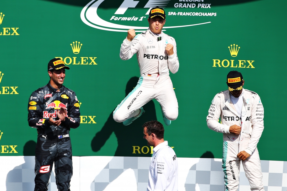 Rosberg wins Belgian GP as Lewis Hamilton roars to third