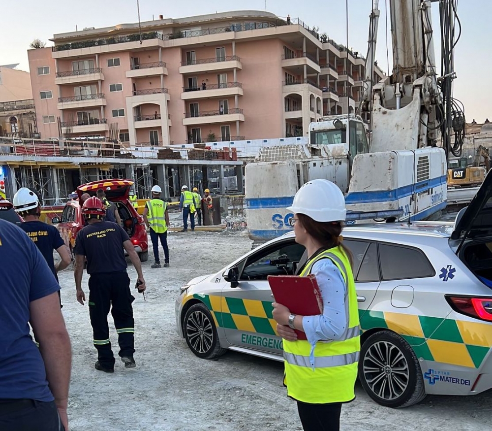 Worker rescued after falling down 18-metre hole at construction site