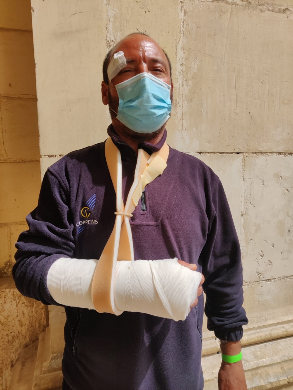 Cassar's arm was broken in a scuffle with police