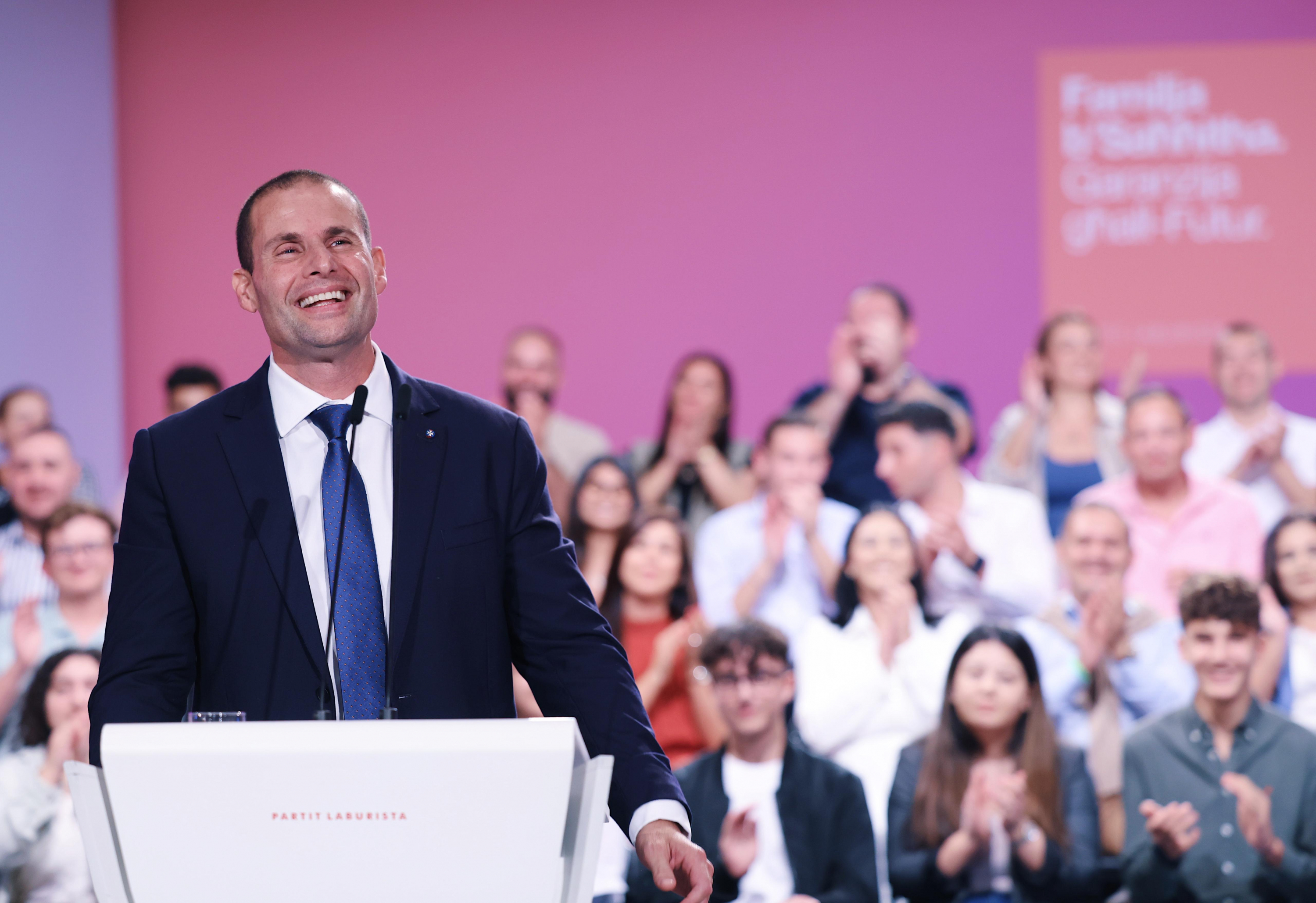 Abela closing the Labour Party’s general conference on Sunday, the eve of budget day. (Photo: PL)