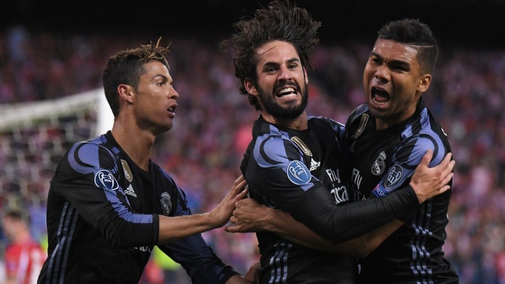 Real Madrid players celebrating