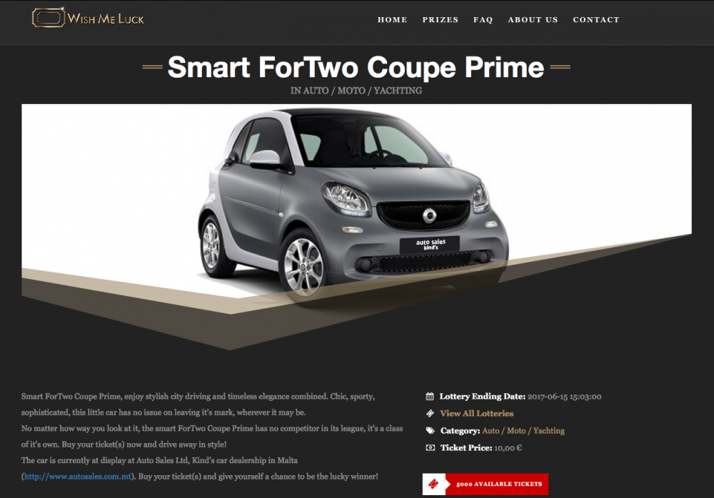 A Smart Fortwo is up for grabs: Wish me luck!