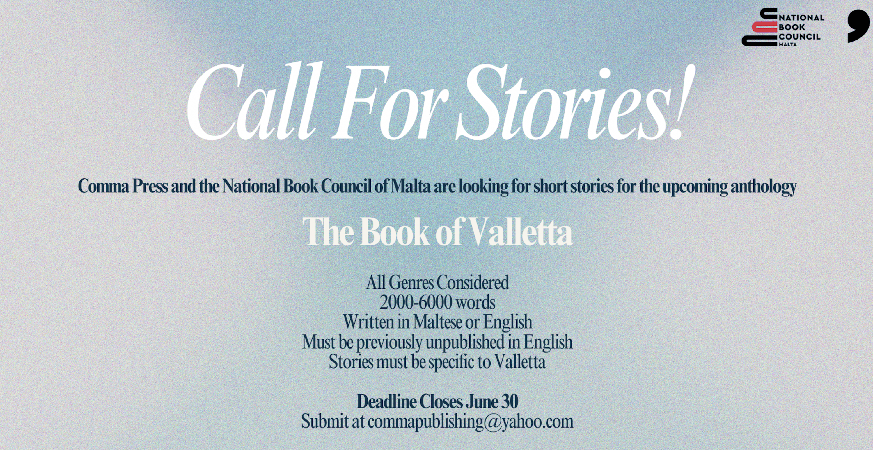 British publisher seeks out short stories that ‘live and breathe’ Valletta