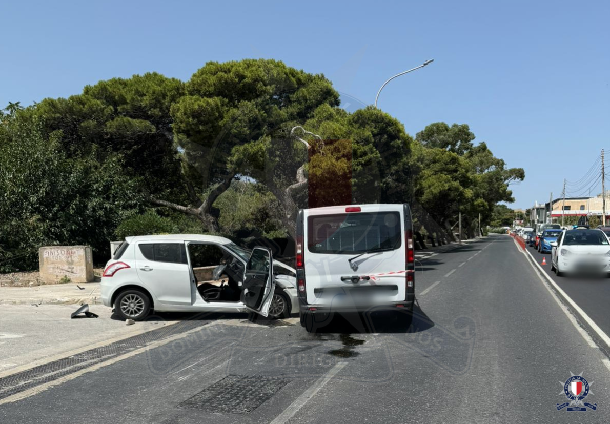 The crash involved a Suzuki Swift and Renault Trafic (Photo: Malta Police Force)