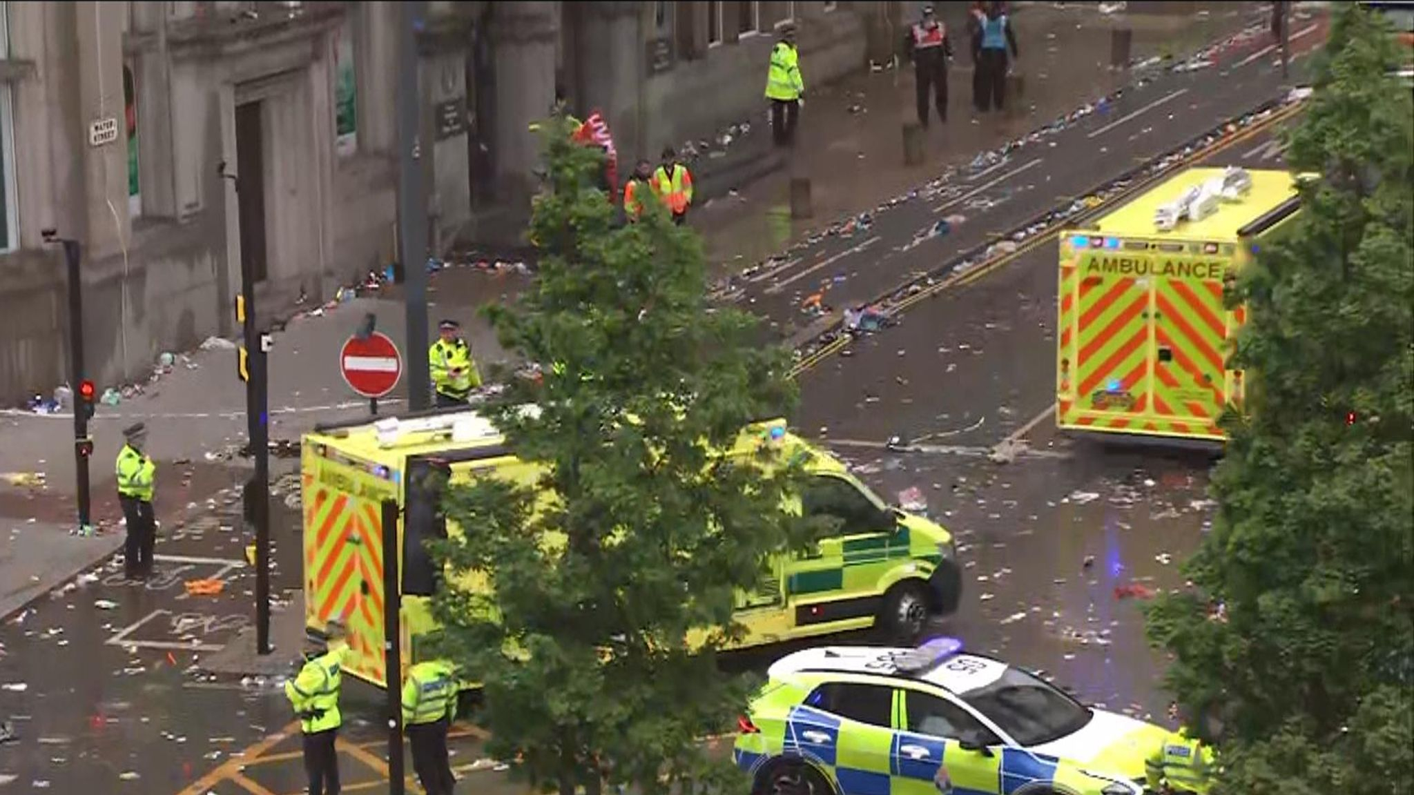 Ambulances at the scene of the incident