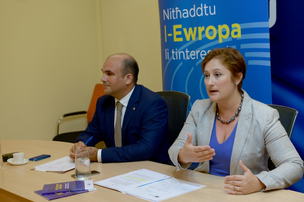 PN MEP Therese Comodini Cachia (right) with Peter Agius, head of the European Parliament's office in Malta