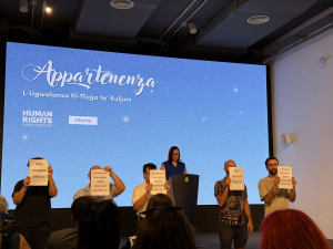 MGRM activists interrupt Equality Parliamentary Secretary speech over detained member