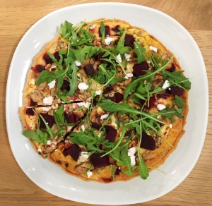 Beetroot and goat cheese tart