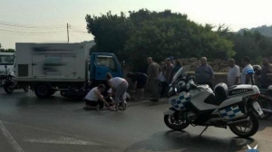Motorbike passenger hospitalised after San Gwann slip