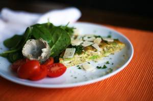 Artichoke and broad bean omelette