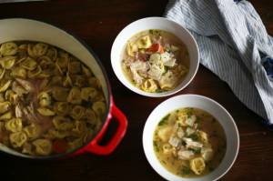 Chicken and tortellini soup