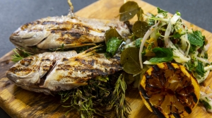 Chargrilled Bazuk (Bronze Bream) with fennel salad