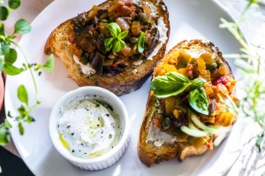Maltese caponata and labneh