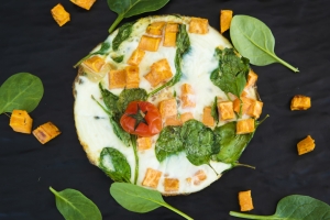 Sweet potato, spinach & egg white omelette