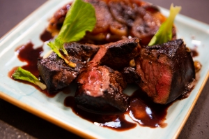Beef liver with shallot tarte tatin