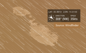 Malta battered by gale force winds from the northwest