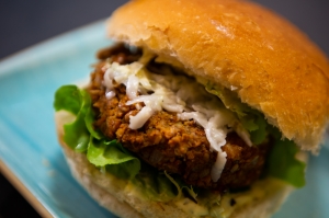 Mushroom and lentil burger