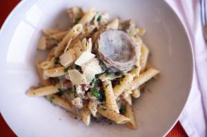Penne with artichoke and pancetta
