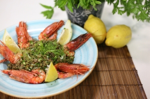 Lentil and prawn salad