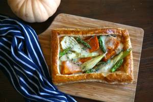 Pumpkin, fennel and Taleggio tart