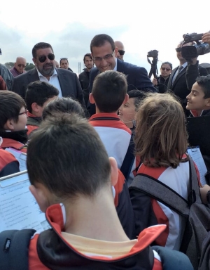 Robert Abela greets school children at Castille