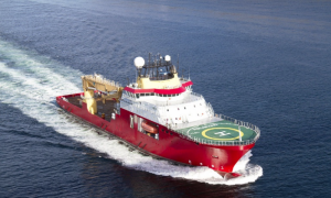 Survey ship to assess interconnector damage is on site carrying works