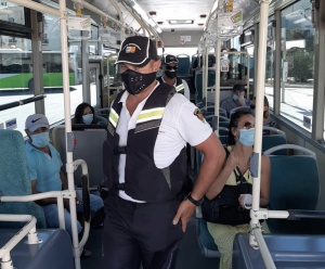 Spot checks being carried out on buses to ensure face masks are worn