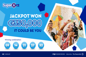 €350,000 won in Malta's favourite jackpot lottery game, Super5