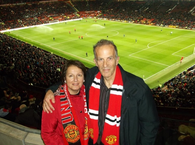 Mr Joe Mallia, one of GO Sports TV winners, together with his partner Ms Maria Dalli at Manchester United’s iconic stadium, Old Trafford.