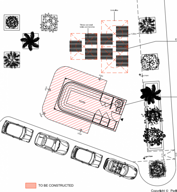 The new kiosk will be 3.6 metres high and eight metres long and will be cladded in wood
