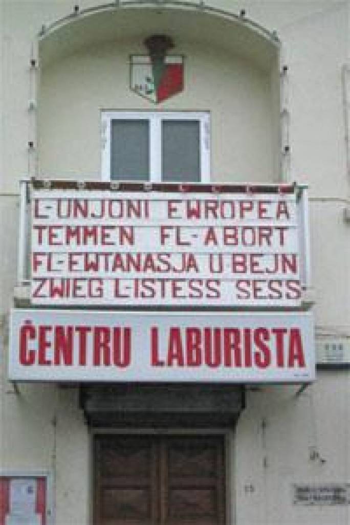 Topsy-turvy world of ideology: in the run-up to EU membership, a Labour Party club warns that EU membership would bring abortion, euthanasia and same-sex marriages