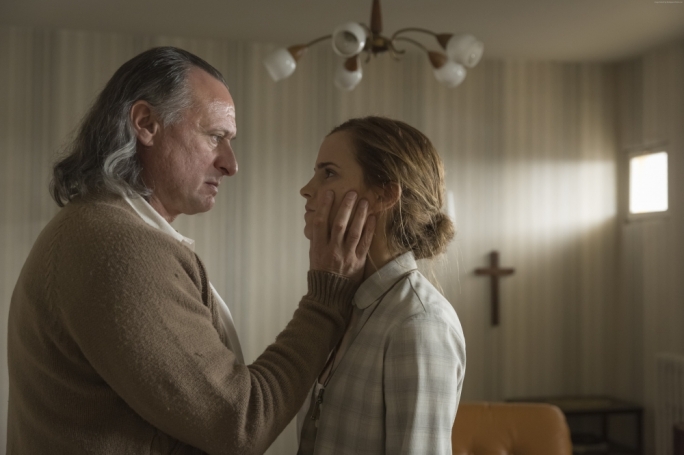 Creeper preacher: Michael Nyqvist thrills to the part of former Nazi religious cult leader Paul Schafer with disturbing gusto