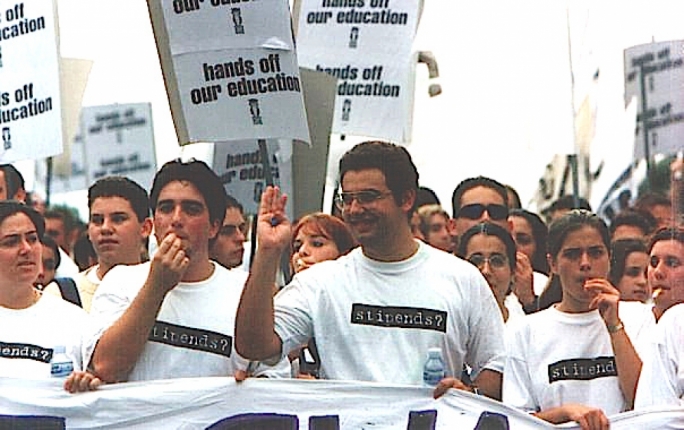 Leaders of tomorrow: 1996, from left: Deborah Schembri (Labour MP), Cyrus Engerer, Nationalist councillor turned Labour candidate; Alexis Callus, formerly a PN deputy mayor, and then-KSU president Manuel Delia, later head of Austin Gatt’s secretariat