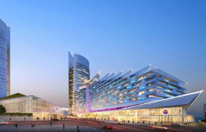 The Hard Rock hotel that Seaport Franchising plan to develop on the site of the ITS college at St George’s Bay. Towering behind it will be the new Corinthia towers