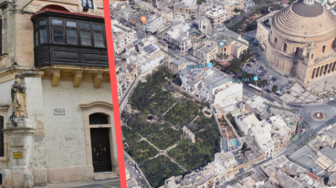 The 13,000 sq.m Mosta garden is presently full of citrus trees and is arguably protected from development by the local plan as a “green enclave”