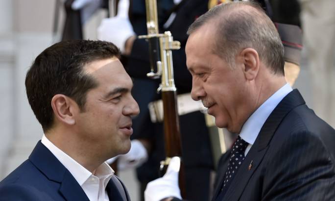 Greek prime minister Alexis Tsipras (left) welcomes Recep Tayyip Erdogan to Athens on Thursday. Erdogan's visit is the first by a Turkish president in 65 years (Photo: Getty Images)