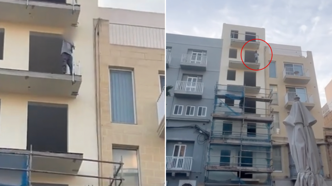 WATCH | Construction worker seen on fifth-storey balcony with no safety equipment