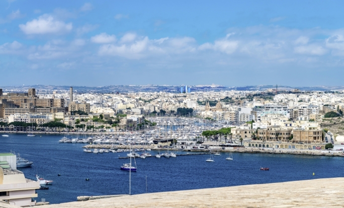 Photomontage of view of towers from Hastings Garden in Valletta taken by Daniel Cilia using a 50mm lens