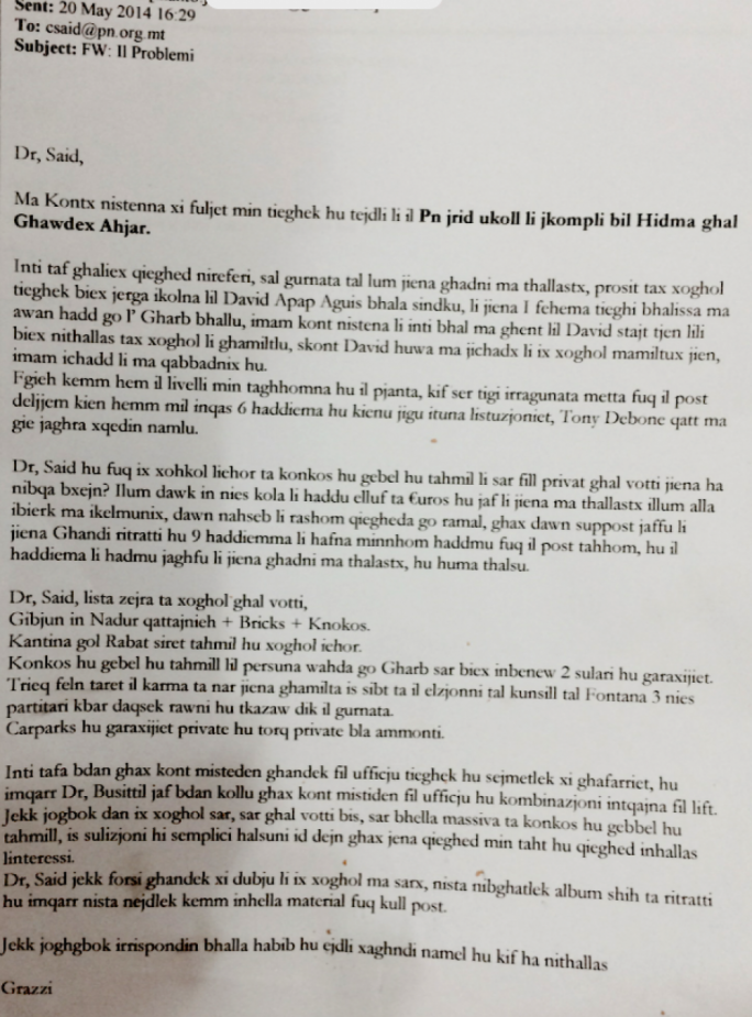 The detailed list of works the contractor carried out, as explained to Said in an email.