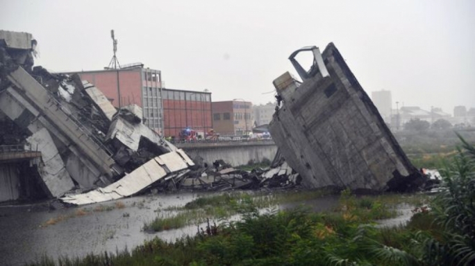 The shattered bridge spanned a stream in which much of the rubble fell (Photo: BBC)