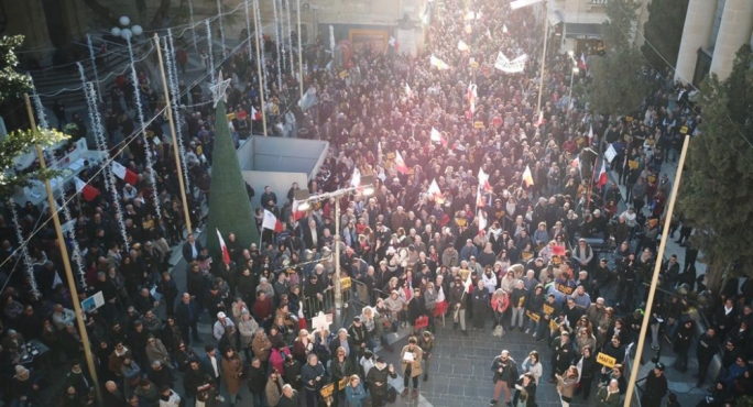 2020's first anti-corruption protest took place on Sunday afternoon