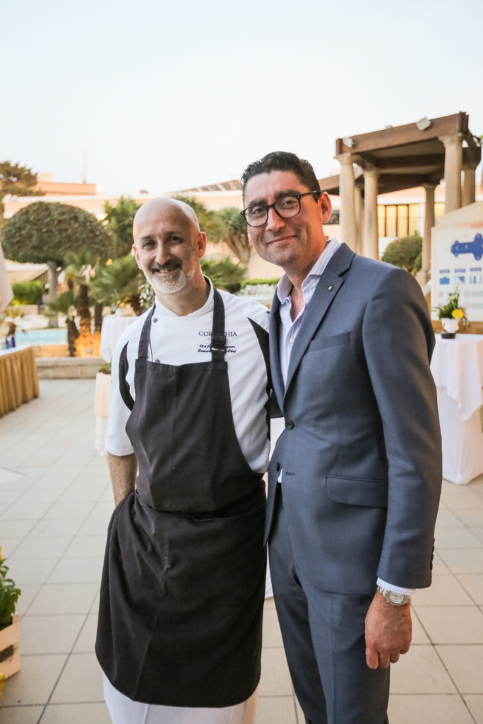 Chef Stefan Hogan and Corinthia Palace general manager Adrian Attard